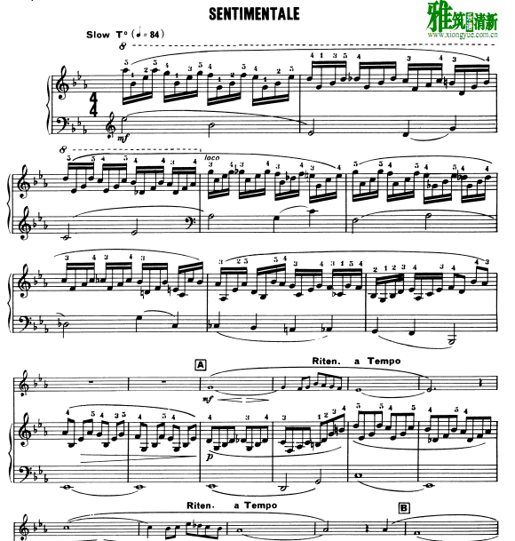 Sentimentale 多愁善感长笛大提钢琴三重奏谱