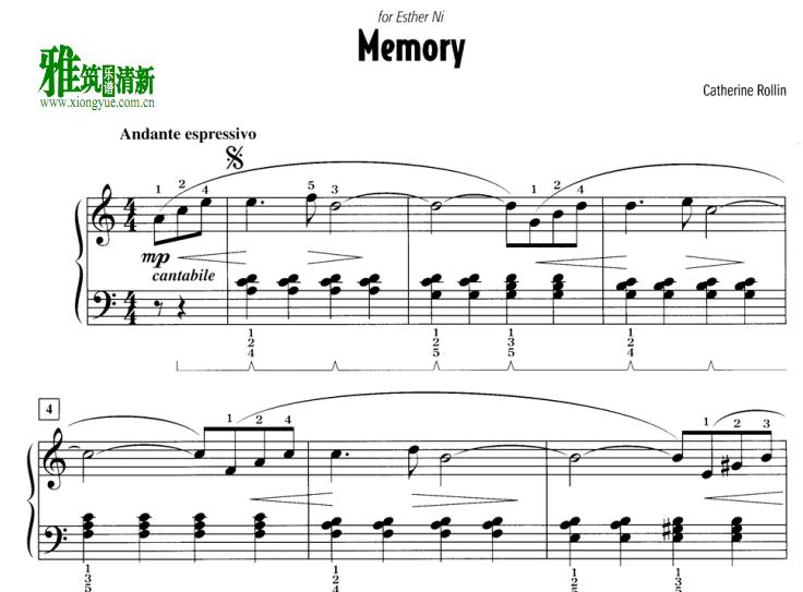 Catherine Rollin - memory钢琴谱