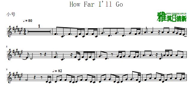 海洋奇缘 How Far I'll Go 小号谱