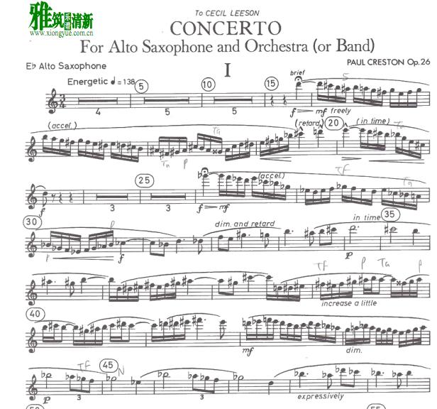 克莱斯顿协奏曲 萨克斯谱