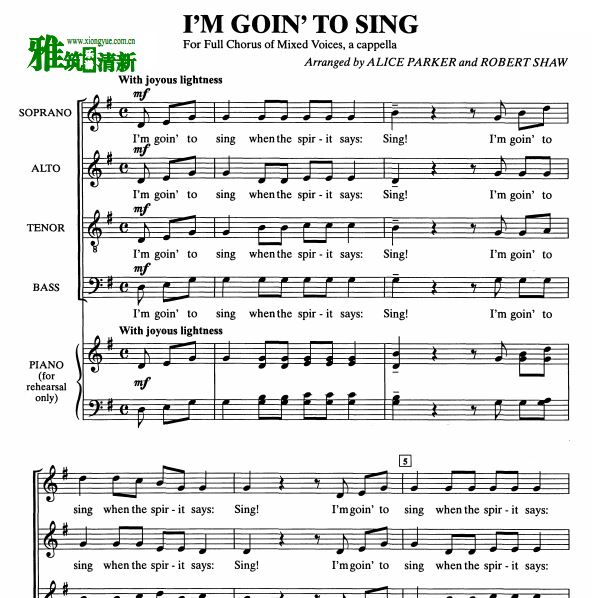  I'm Goin' to Sing SATB ϳ