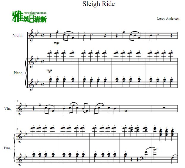 安德森 雪橇小提琴谱 钢琴伴奏谱