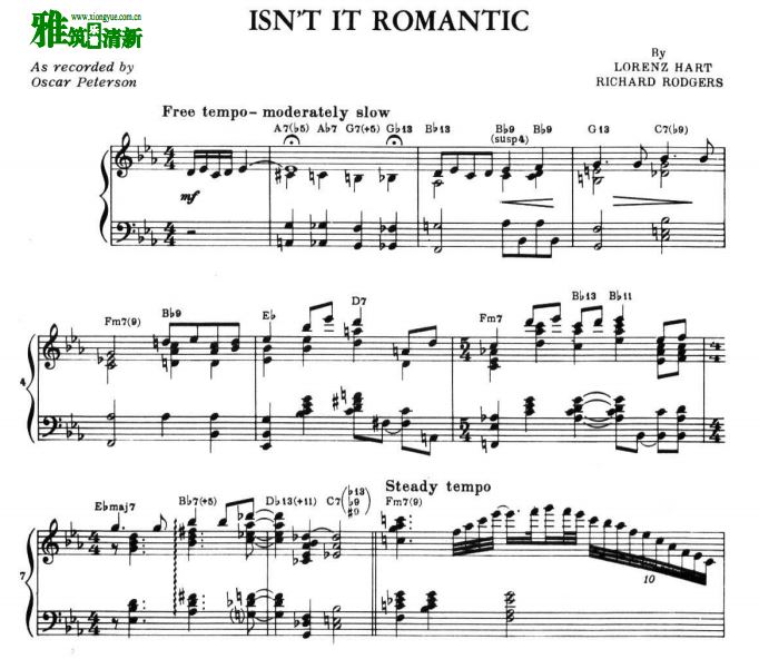 Dave Brubeck - ISN'T IT ROMANTIC钢琴谱