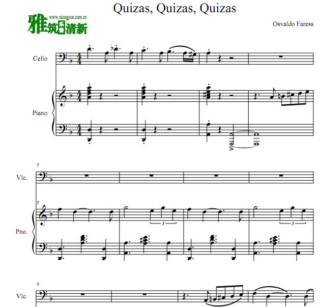 Quizas, Quizas, Quizas 大提琴谱 钢琴伴奏谱
