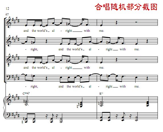 Lovely day 四声部合唱谱 钢伴谱