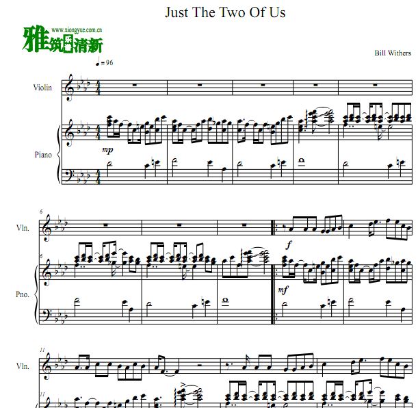 Just The Two Of Us 小提琴钢琴二重奏谱