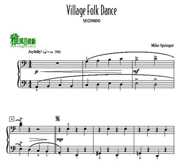Mike Springer - Village Folk Dance四手联弹谱