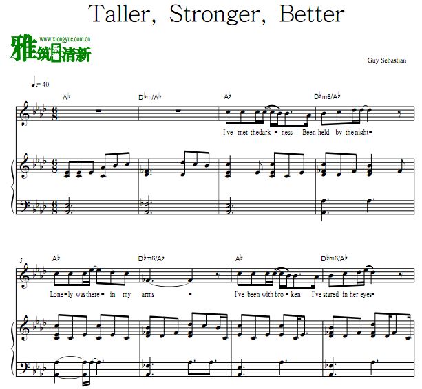 Guy Sebastian - Taller, Stronger, Better钢琴伴奏谱
