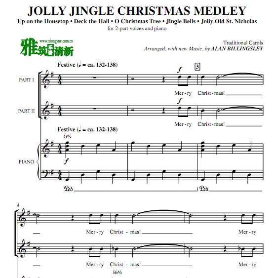 Jolly Jingle Christmas Medley 欢乐圣诞歌曲串烧 2声部合唱谱