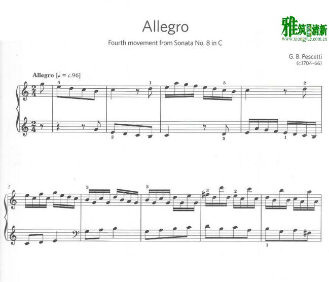 Pescetti Allegro from Sonata No. 8 