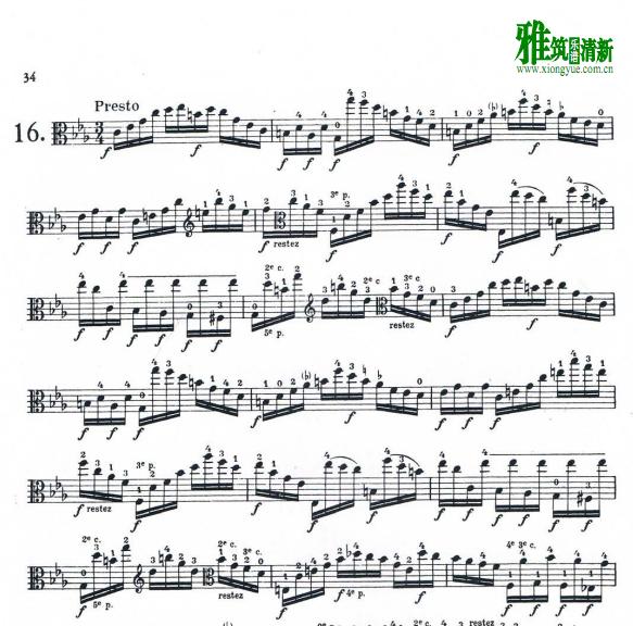 帕格尼尼 随想曲第16首中提琴谱