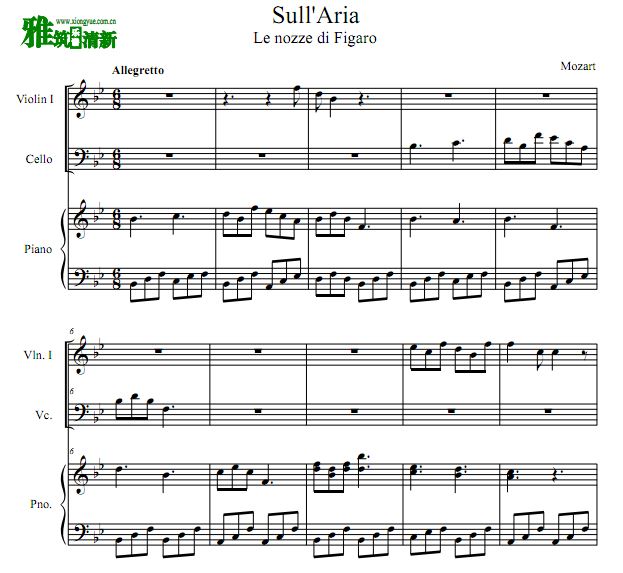 肖申克的救赎插曲 今宵微风吹拂小提琴大提琴钢琴合奏谱