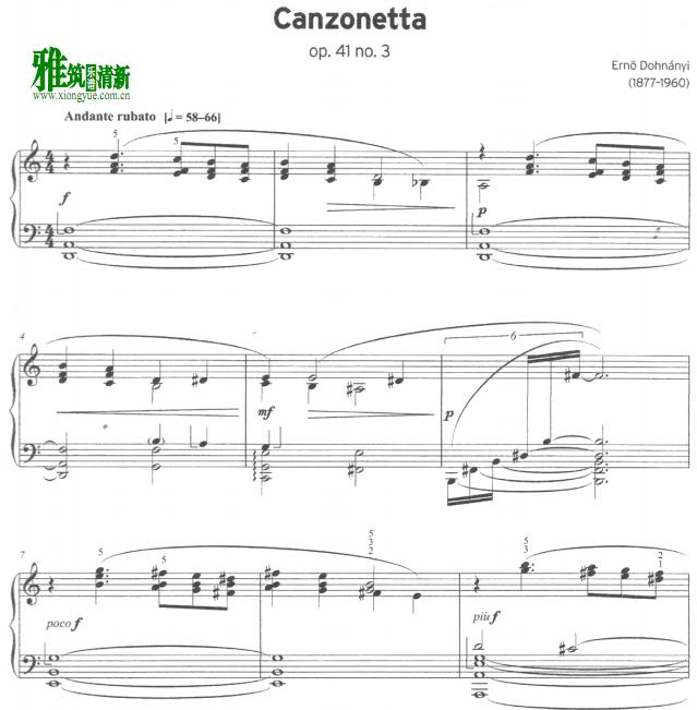 Erno Dohnanyi - Canzonetta Op. 41 No 3
