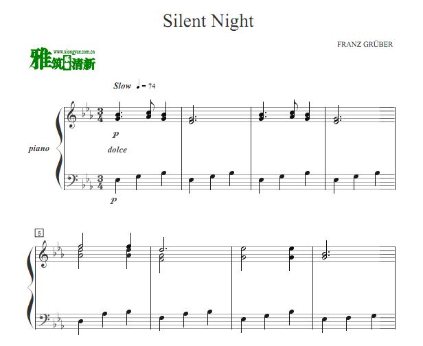 Franz gruber - silent night钢琴谱