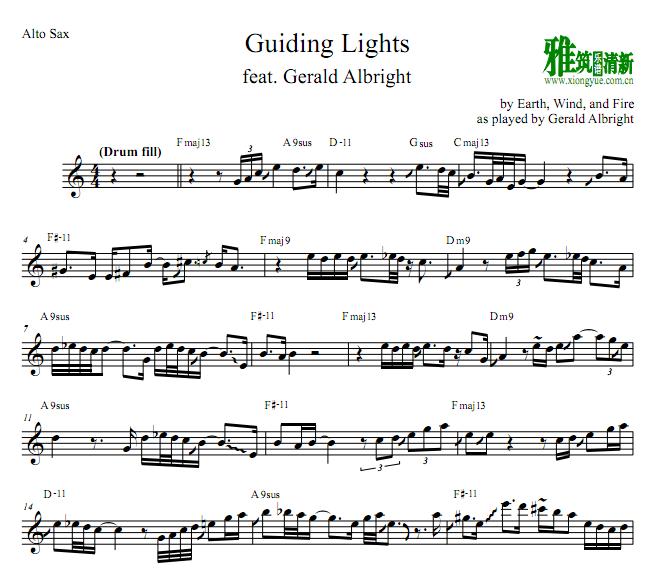 Earth, Wind & Fire feat.Gerald Albright - Guiding Lights萨克斯谱