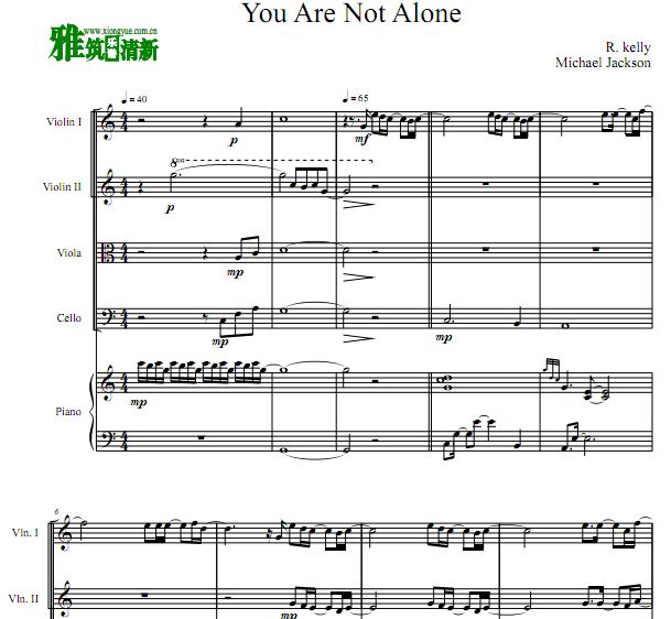 迈克尔·杰克逊 Michael Jackson - You Are Not Alone 钢琴五重奏谱