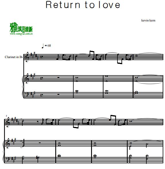 kevin kern - Return To Love单簧管钢琴伴奏谱