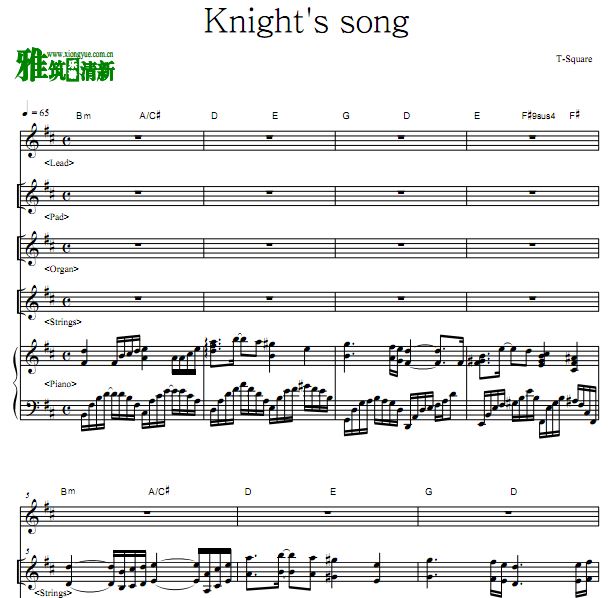 T-Square - Knight's song 键盘谱