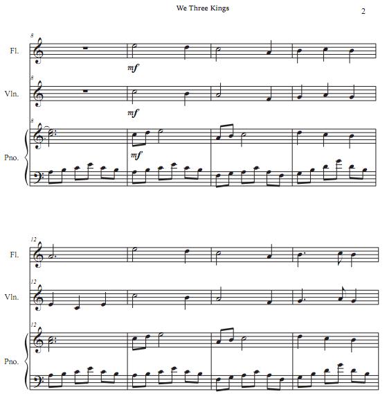 We Three Kings 长笛小提琴钢琴三重奏谱2