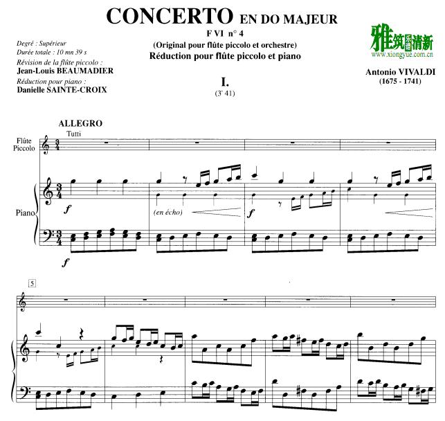 VIVALDI A. - CONCERTO EN DO MAJEUR FVI No4Ѹٰ1