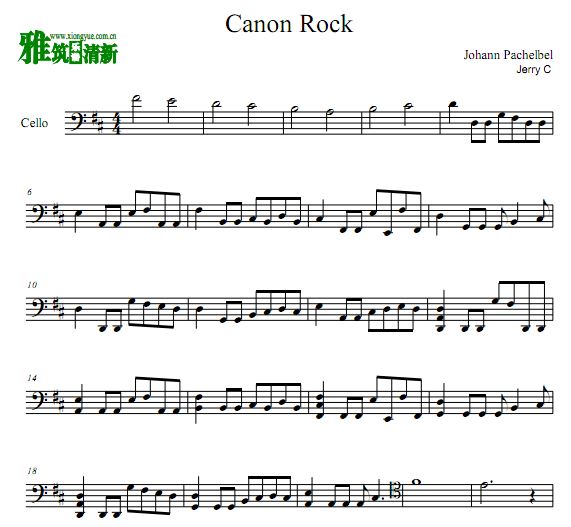 Jerry C 卡农摇滚版大提琴谱