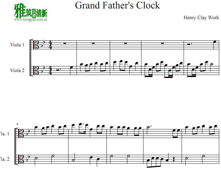Grandfather's Clock古老的大钟中提琴二重奏谱