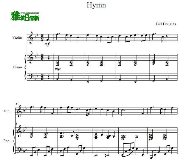 Bill Douglas - Hymn小提琴谱 钢琴伴奏谱