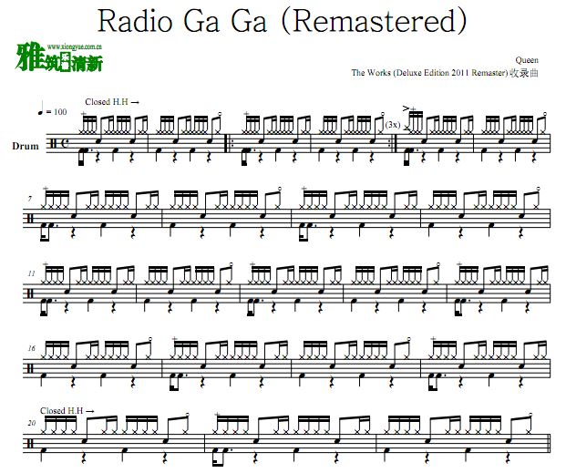 皇后乐队鼓谱 - Radio Ga Ga 鼓谱 (2011重录版)