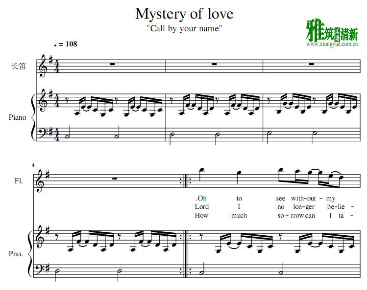 mystery of love 长笛钢琴伴奏谱
