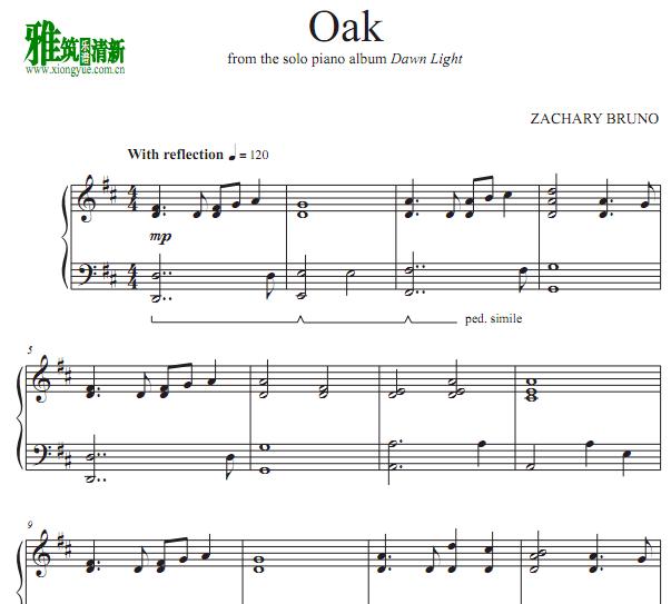 Zachary Bruno - Oak钢琴谱
