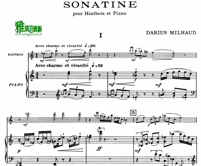 Milhaud - Sonatine for Oboe and Piano ˫ɹٰܸ
