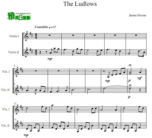 The Ludlows 小提琴二重奏谱