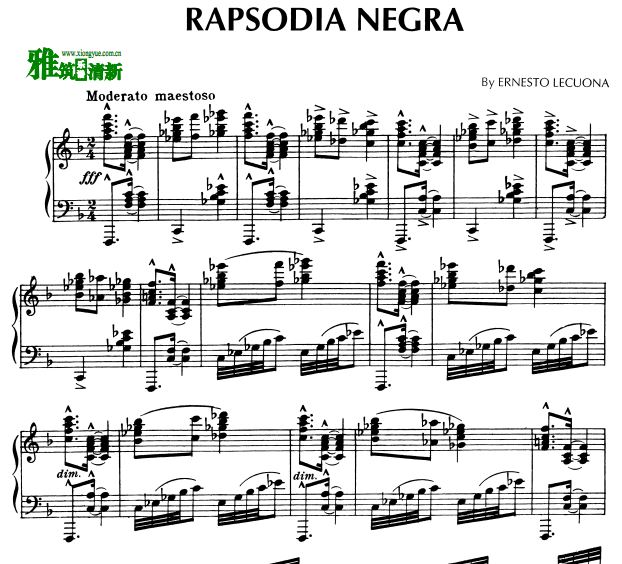 莱库纳 黑人狂想曲钢琴谱