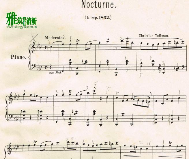 Christian Teilman - Nocturne in f minor钢琴谱