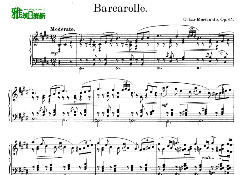÷ -  Op.65 Oskar Merikanto - Barcarolle Op.65  