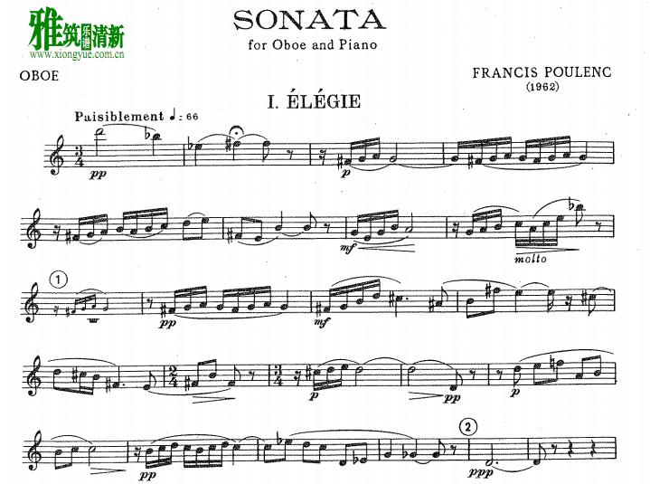Francis Poulenc˹·ʿ˫ɹ - Sonata for Oboe and Piano ˫ɹ