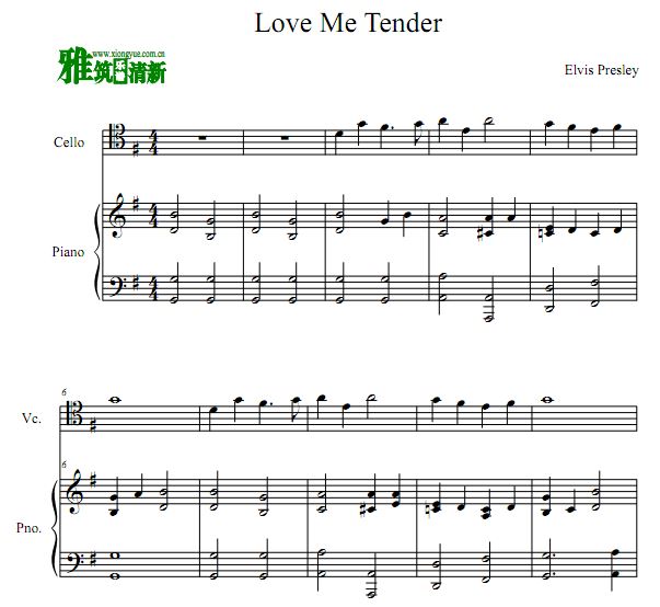 Love Me Tender 大提琴谱 钢琴伴奏谱