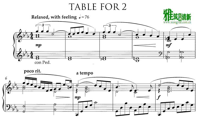 Pam Wedgwood - Table For 2钢琴谱