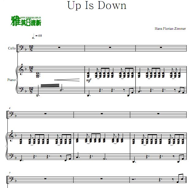 Up Is Down 大提琴谱 钢琴伴奏谱