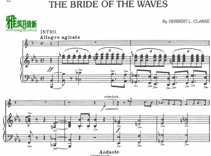 H.L.克拉克  飘动的帽带 H.L.Clarke The Bride Of Waves 次中音号钢琴伴奏谱