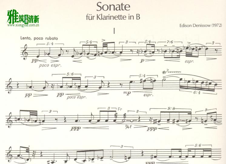 Edison Denisov 奏鸣曲单簧管谱 Sonata for Clarinet