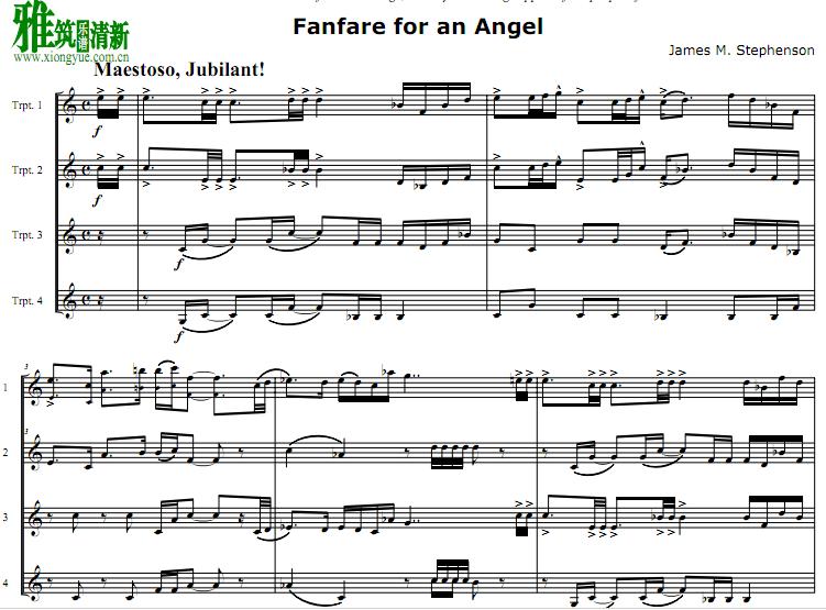 fanfare for an angel小号四重奏谱