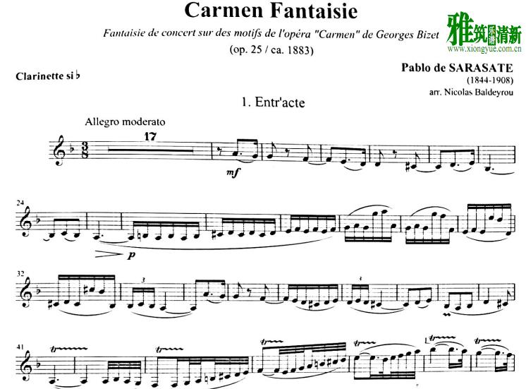 Nicolas Baldeyrou - Carmen Fantaisie  卡门幻想曲 单簧管谱