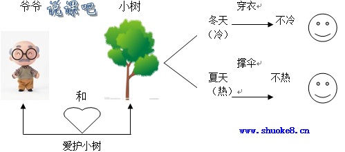爷爷和小树板书设计