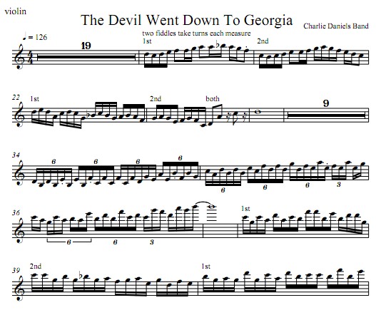 Devil Went Down To Georgia Sheet Music For Violin