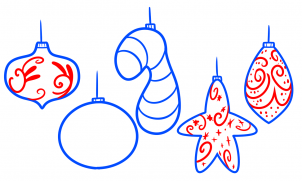 how to draw christmas bulbs step 6