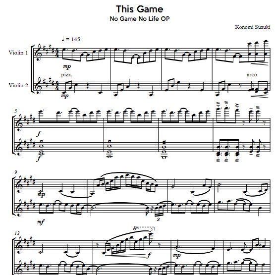 游戏人生this game小提琴谱