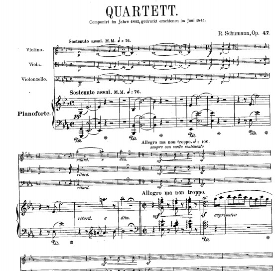 舒曼- 钢琴四重奏OP.47 总谱分谱